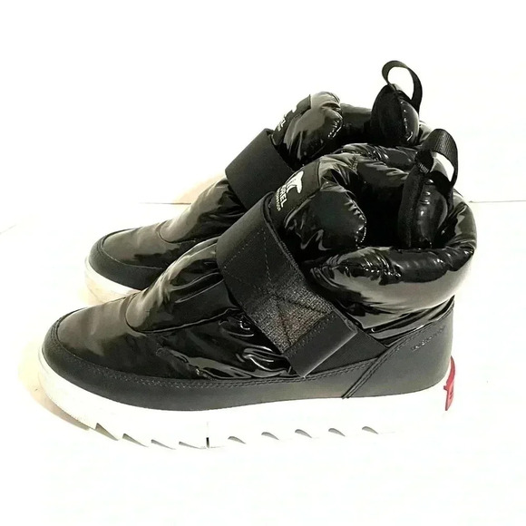 Sorel Black Size 6 Joan of Arctic Next Lite Strap Puffy Boots Hi-Top Black Shiny - Picture 3 of 11